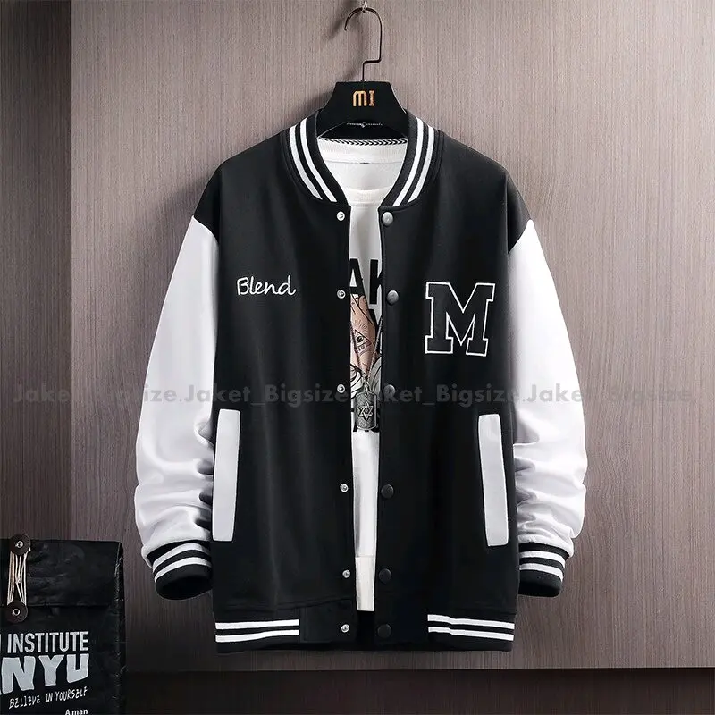 jaket varsity Baseball big size Fleece Keren Lembut Logo Nyaman Panjang Pria murah Bomber Sweater Hitam Merah Distro