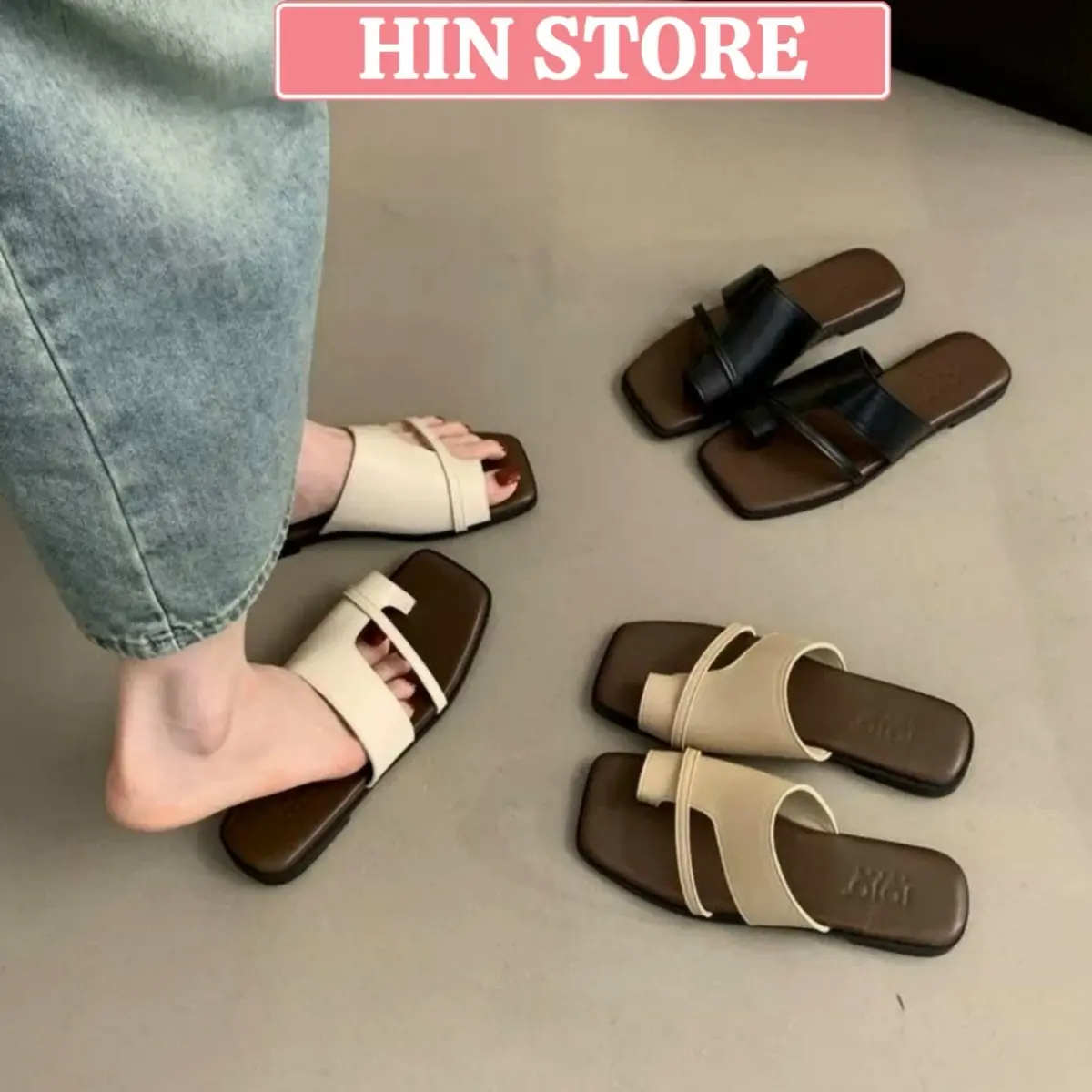 Dép lê nữ xỏ ngón quai ngang thời trang Hàn Quốc, dép sandal hot trend 2024 đi học, đi chơi sang chảnh