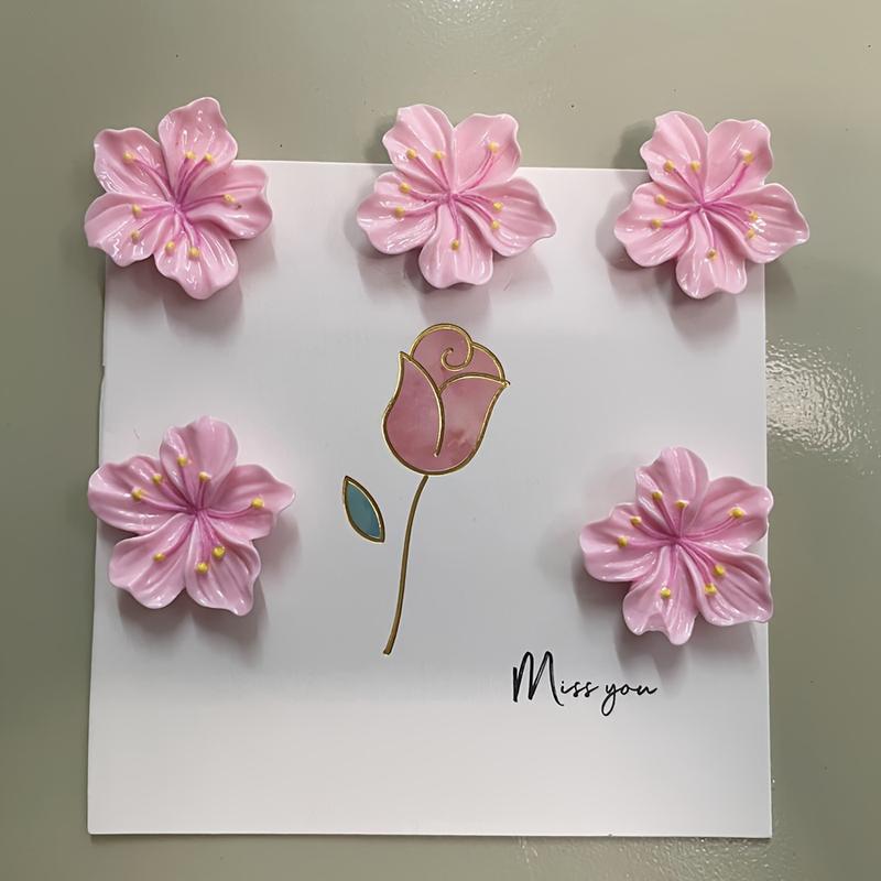 Product Introduction of 5pcs/set Pink Flower Refrigerator Magnets Message Note Photo Home Magnetic Sticker Stationery Magnet Fridge Decor 5