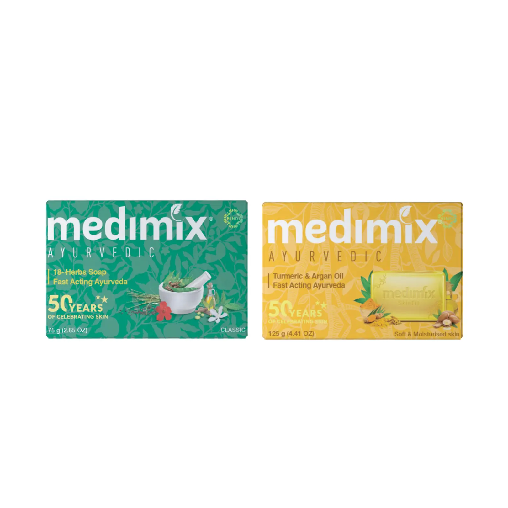 Combo xà phòng Medimix 18 loại thảo dược 125g/bánh và Nghệ Argan 125g/bánh Nữ Dưỡng Body
