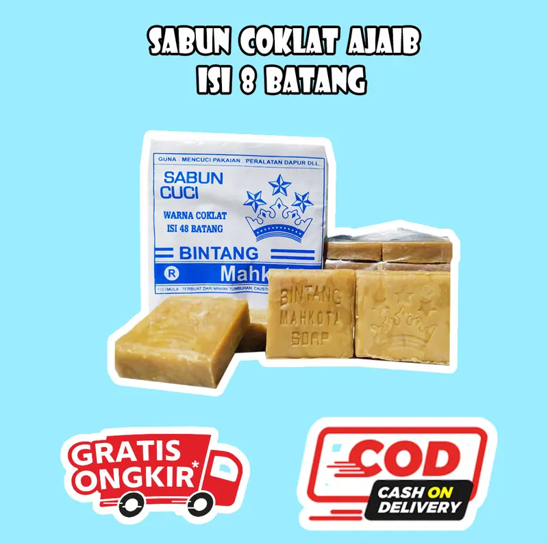 Sabun Cuci Ajaib Bintang Mahkota - 1 Pack isi 8 Batang Anti Bakteri di Kain 0