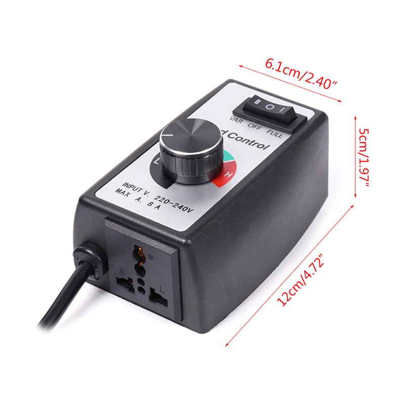 Product Introduction of Universal EU Plug 230V 8A Stepless Motor Speed Controller Adjuster Duct Fan Governor Switch Dimmer Electric Speed Regulator Electrical Accessories 0