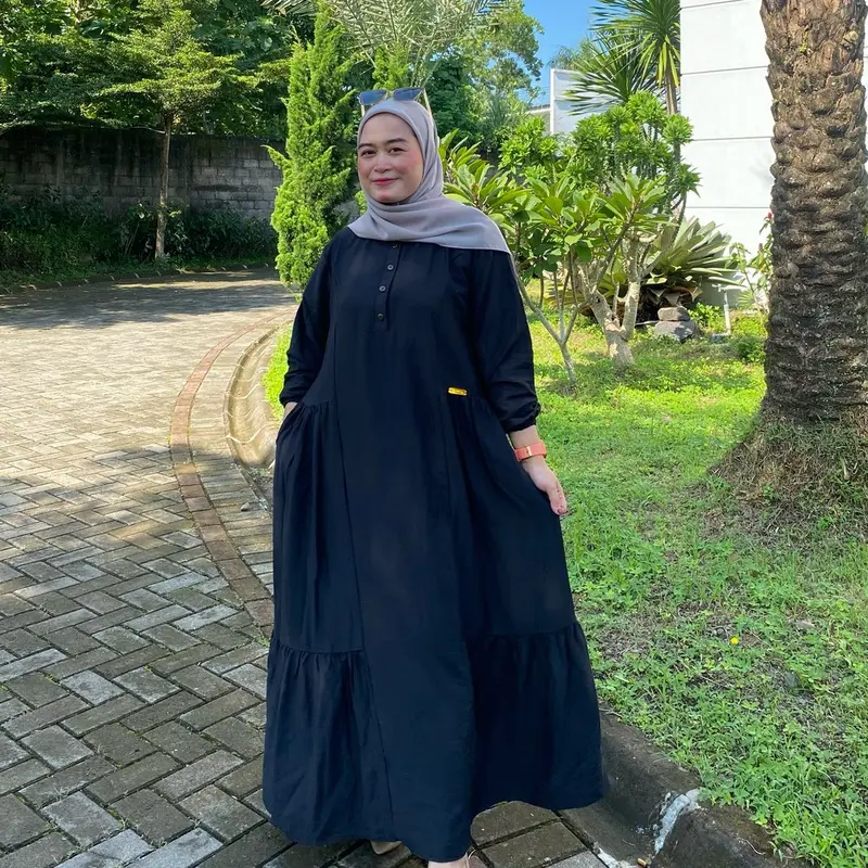 GAMIS WANITA GITA REMPEL LONG DRESS KATUN POLO LINEN PREMIUM LD120 5
