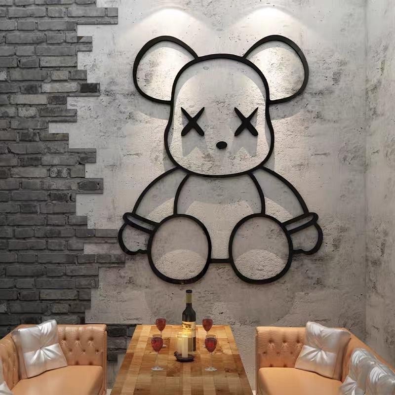 Tranh dán tường mica dán nổi kaws trang trí quán ăn, đồ ăn nhanh, đồ uống, shop thời trang Decor Decor