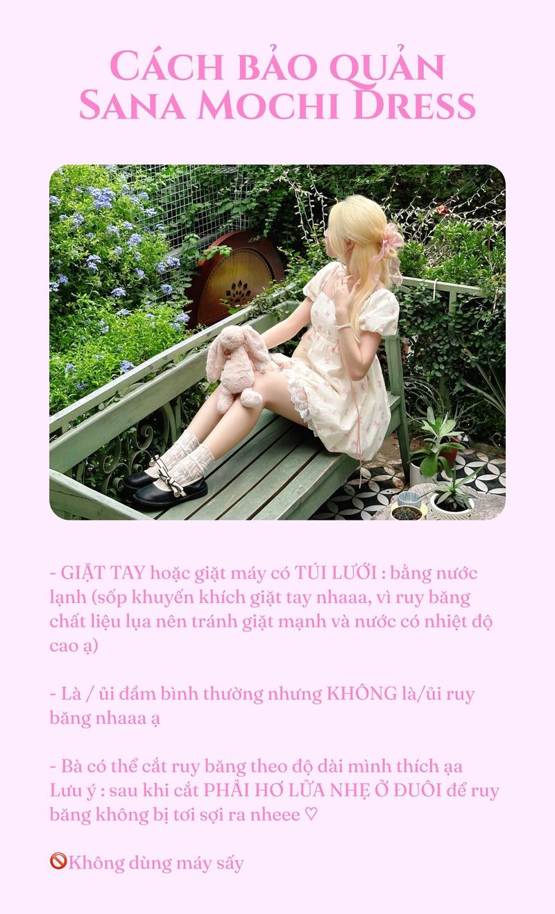 Product Introduction of Đầm Bí Họa Tiết Nơ Hồng - Sana Mochi Dress (Ảnh thật Chérii chụp) 27