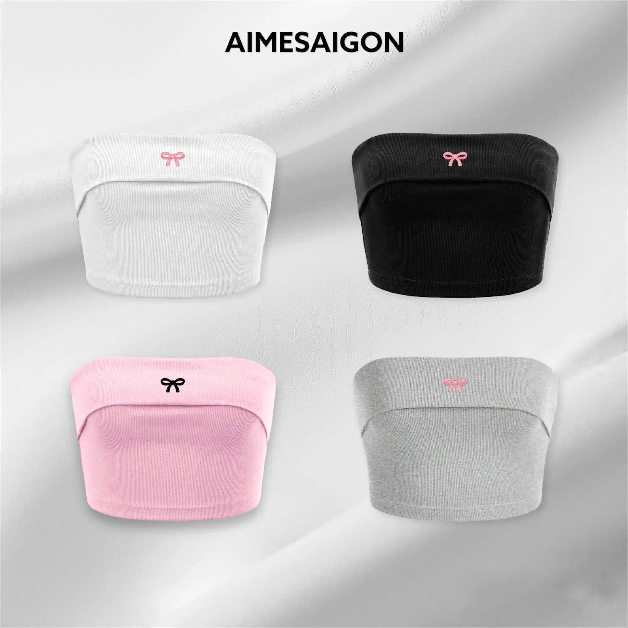 Áo Ống Croptop Quây Ngang Không Mút Ngực Ôm Body Basic - TUBE TOP Nữ Women Thun Gân
