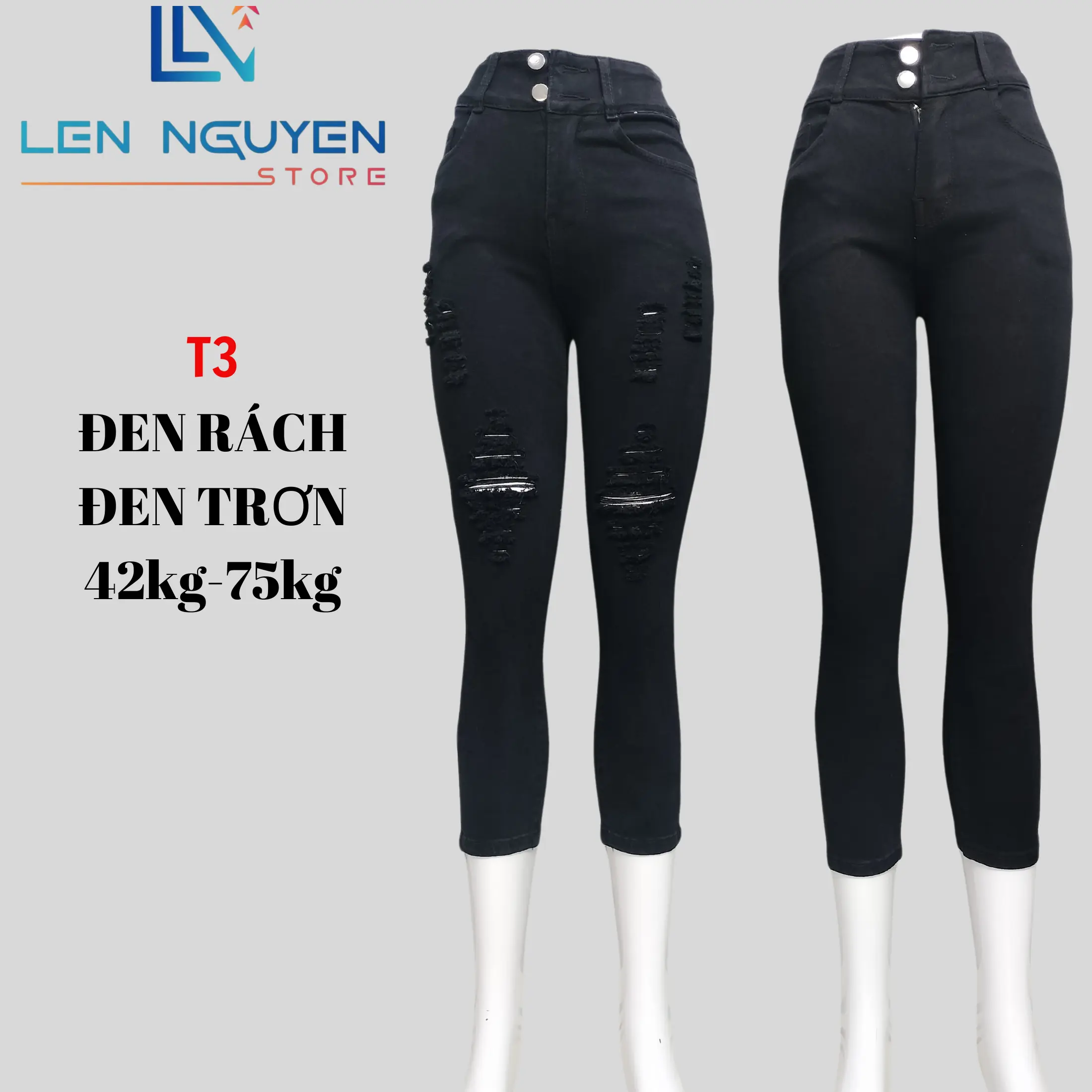 T3 [ Len Nguyen Store ] Quần Jean (Bò) Nữ 9 Tất Dài 85-90cm, Màu Xám, Xanh, Size 42kg-75kg, Thiết Kế , Lưng Cao 2 Nút, Co Giãn, Mền Mịn, Bigsize, Hotgirl, Skinny, Ống Ôm, Mang Phong Cách Năng Động, Trẻ Trung, Tự Tin, Dễ Phối Đồ. Women Pants