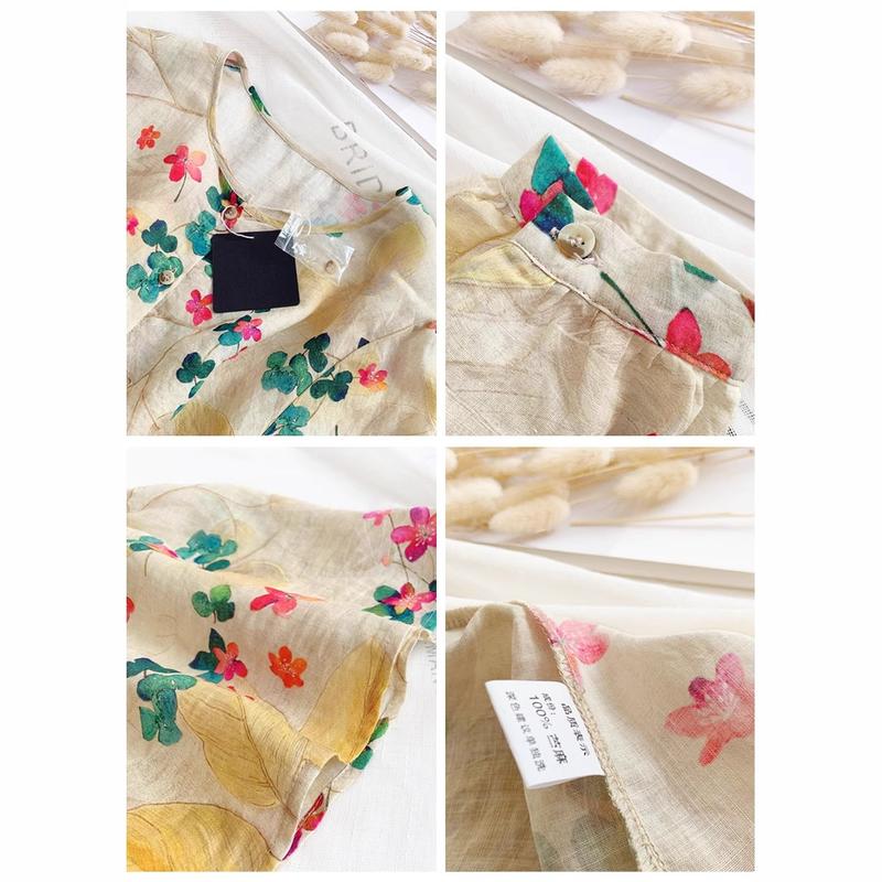 Áo Sơ Mi Babydoll, Phong Cách Hàn Quốc, Dáng Rộng Vừa Vặn, Thích Hợp Đi Đi Lại, Thiết Kế Hoa Sang Trọng Chất Liệu Ramie Cao Cấp, Áo Cánh Phồng Thoải Mái, Áo Sơ Mi Tay Lửng Có Sẵn Vận Chuyển 24 giờ 2