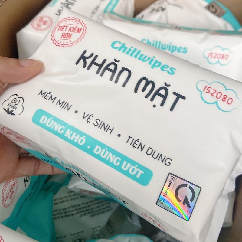 [Set 2 gói] Khăn khô lau mặt Chillwipes 160 tờ thấm hút tốt mêm mại không xơ Women Nữ