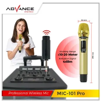 Advance Microphone Wireless  MIC101 PRO Profesional  Bisa Dicharger Frekuensi UHF Garansi Resmi 1 Tahun 2