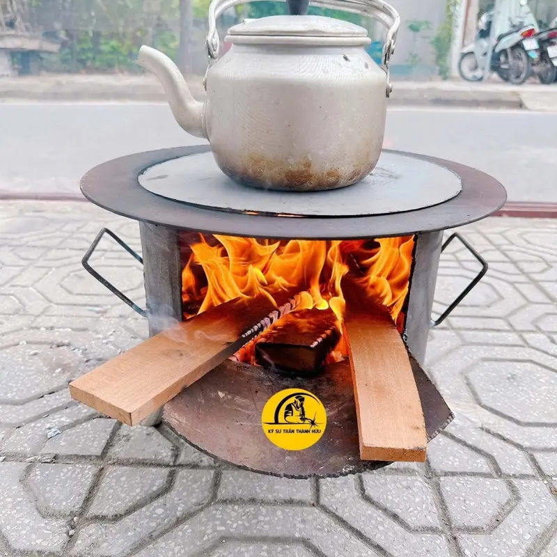 Bếp Tròn Chống Đen Nồi C40 + Chất Liệu Thép Liên Xô Bền Đẹp - Đủ Phụ Kiện Đi Kèm Camping 2