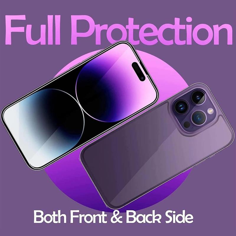 Full Coverage Phone Screen Protector, 2 Counts Screen Protector, HD Clear Phone Screen Protective Film & Back Screen Protector, Phone Accessories for iPhone 15 Pro Max 5