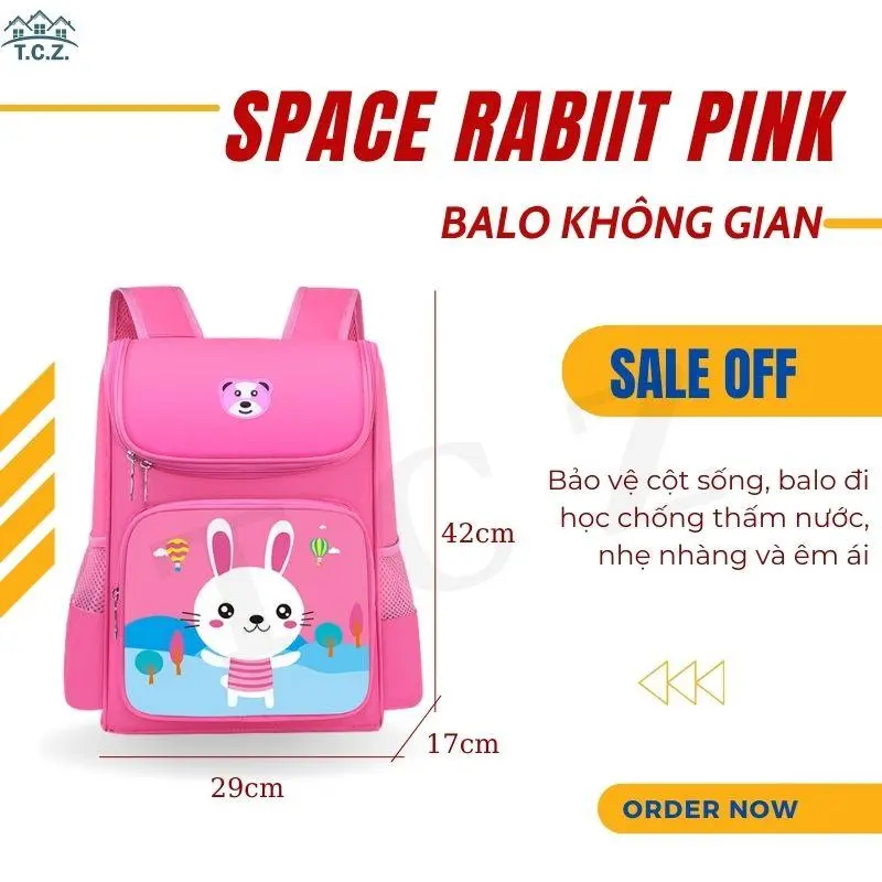 Nhiều Mẫu Balo Học Sinh Họa Tiết Thỏ, Cặp Đi Học Hình Thỏ Mẫu Mới, Balo Chống Thấm Nước, Chống Gù Lưng, Balo Đeo Vai Cho Bé 4