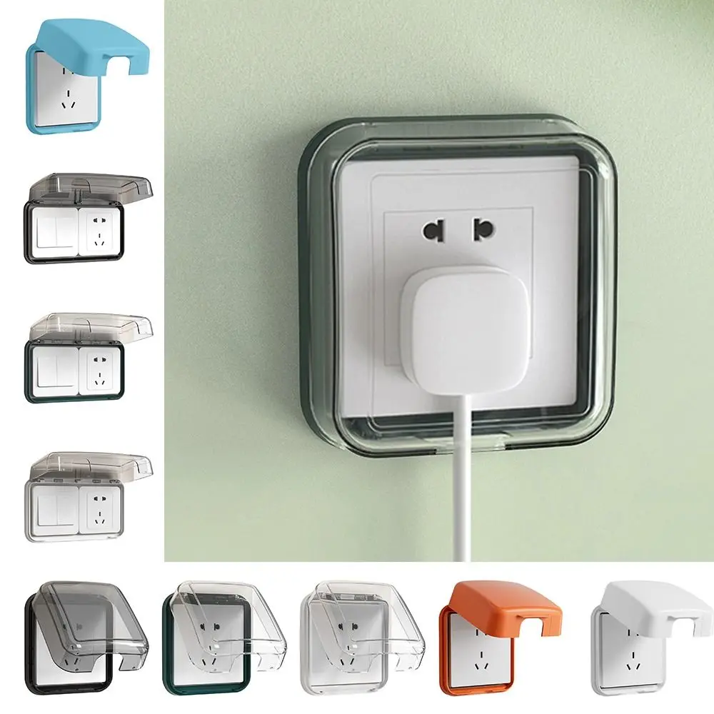 Durable 86 Type Switch Protective Cover Self-Adhesive Splash-Proof Electric Plug Cover Power Outlet Waterproof Plug Box for Home