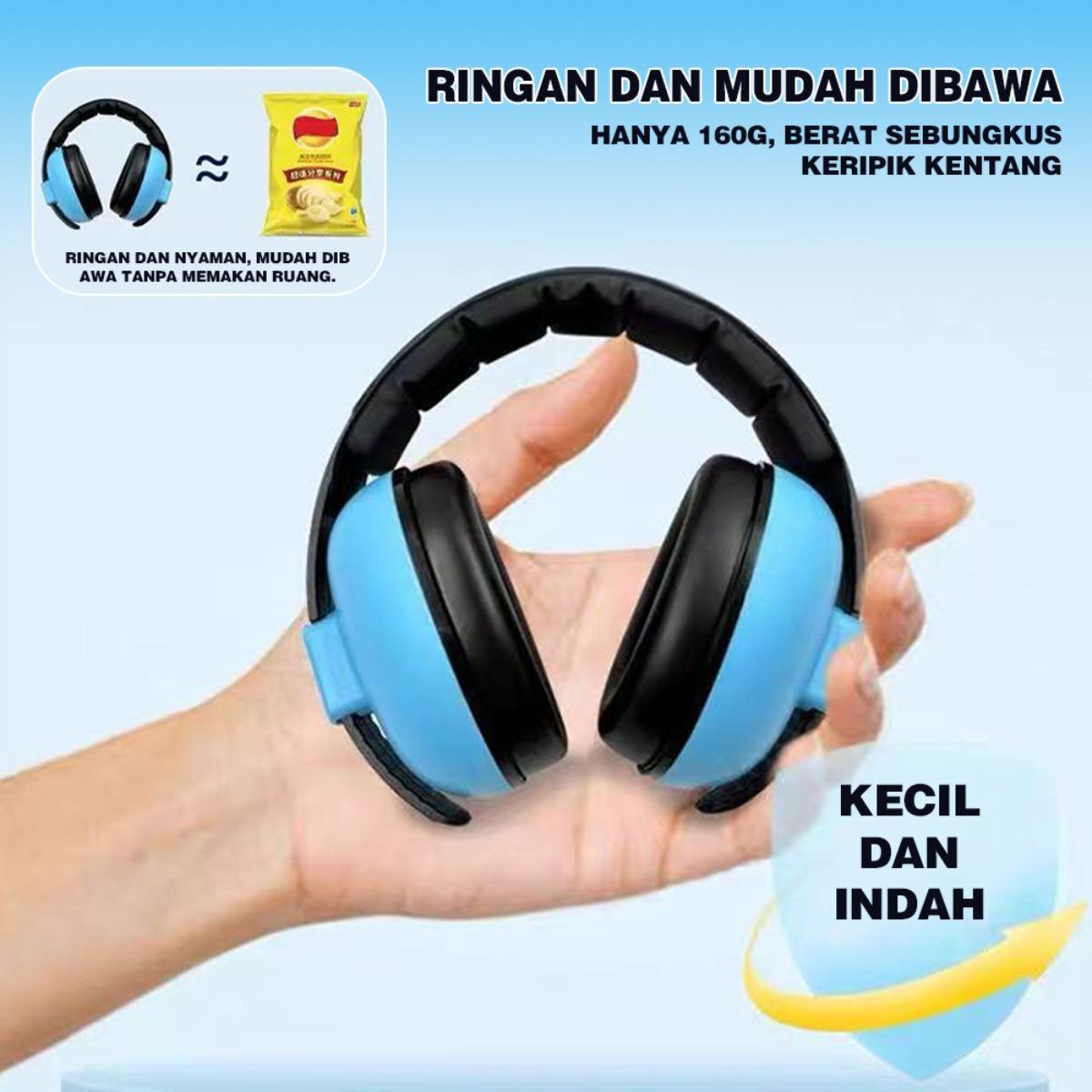 Headphone Bayi 35 dB Peredam Bising, Earmuff Anak dengan Busa Memori Super Nyaman, Material ABS Eco-Friendly, Desain Ringan & Dilipat untuk Tidur Lebih Lelas, Konsentrasi Belajar, Terapi Autis, dan Perlindungan Pendengaran Aman - Pilihan Warna Hitam, Biru