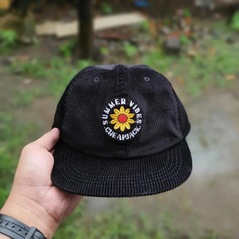 Topi Pria Rope Hat Fanel  Full Black Thisplan topi corduroy graffiti Baseball 3