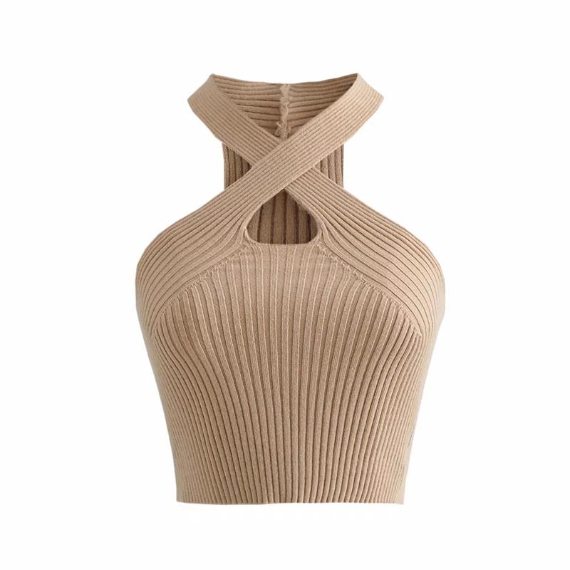 Product Introduction of Women Close-fitting Simple Style Vest, Solid Color Halter Neck Sleeveless Crop Tops ,Summer,Fashion,Attractive,Soft,Comfortable,Breathable,Simple Style,High-quality,Seductive 37