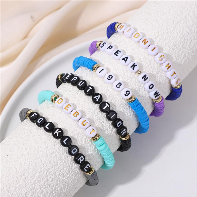 Fashion Bracelet Handmade European and American Taylor Swift Oval Fan Soft Pottery English Alphabet Bracelet Bracelet Small Fresh Ladies Bracelet, SL111611SG. 0