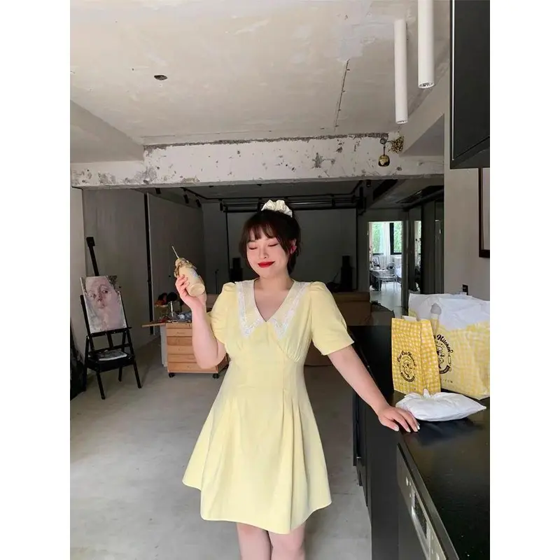HANNA COLLARED LACED LINEN VINTAGE KOREAN FLARE DRESS fairy 0
