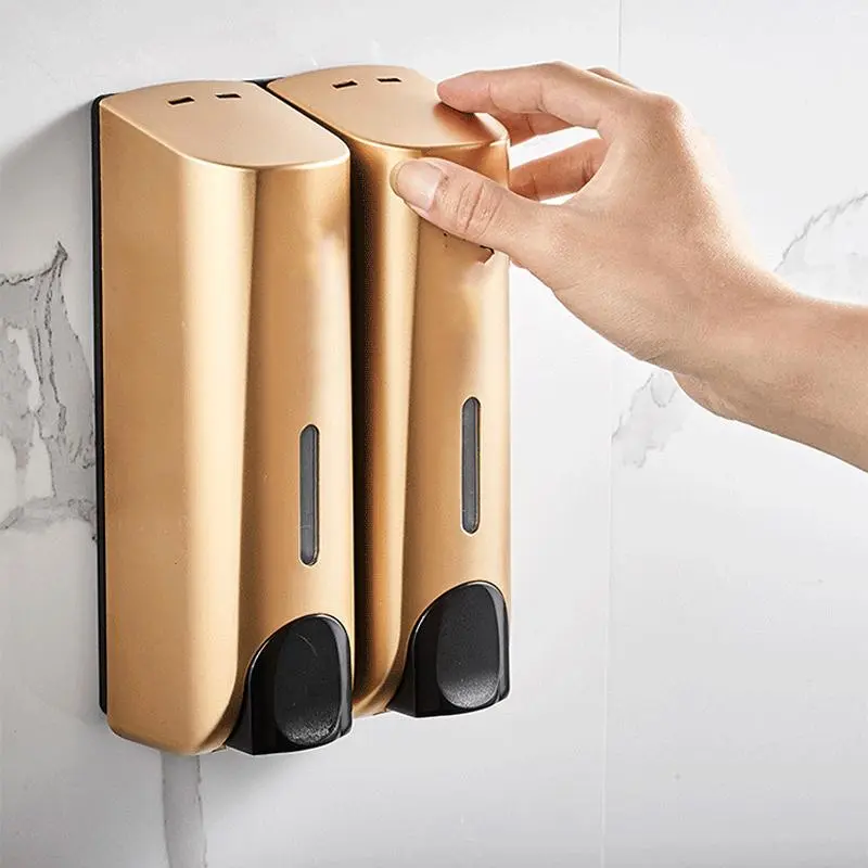 Wall Mounted Manual Soap Dispenser, Press Type Soap Dispenser, Punch-free Shampoo Dispenser, Home Bundles, Bathroom Supplies, Storage Organizer, Room Organizer 5