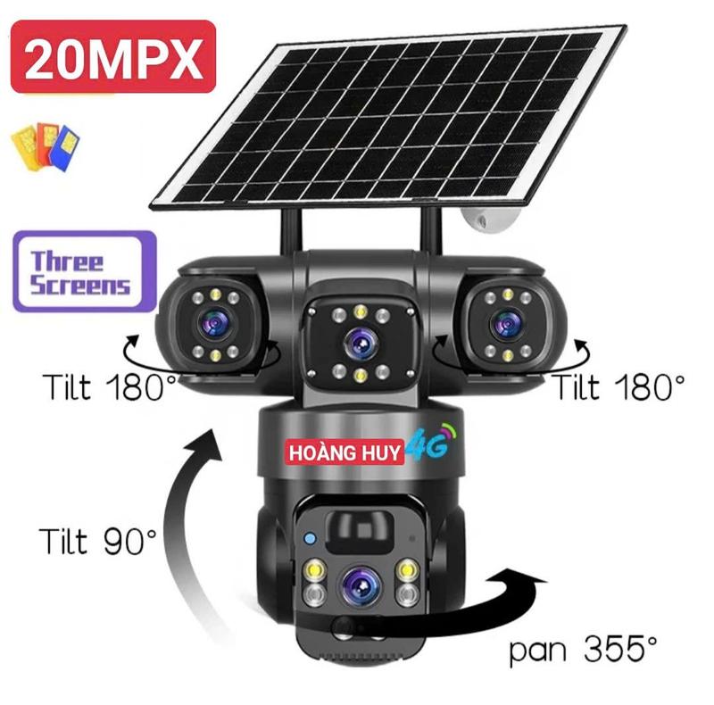  camera năng lượng mặt trời sim 4g 4 khung hình app hieasy- Chuẩn 20.0MPX THÔNG MINH CHỐNG-BAN ĐÊM CÓ MÀU 