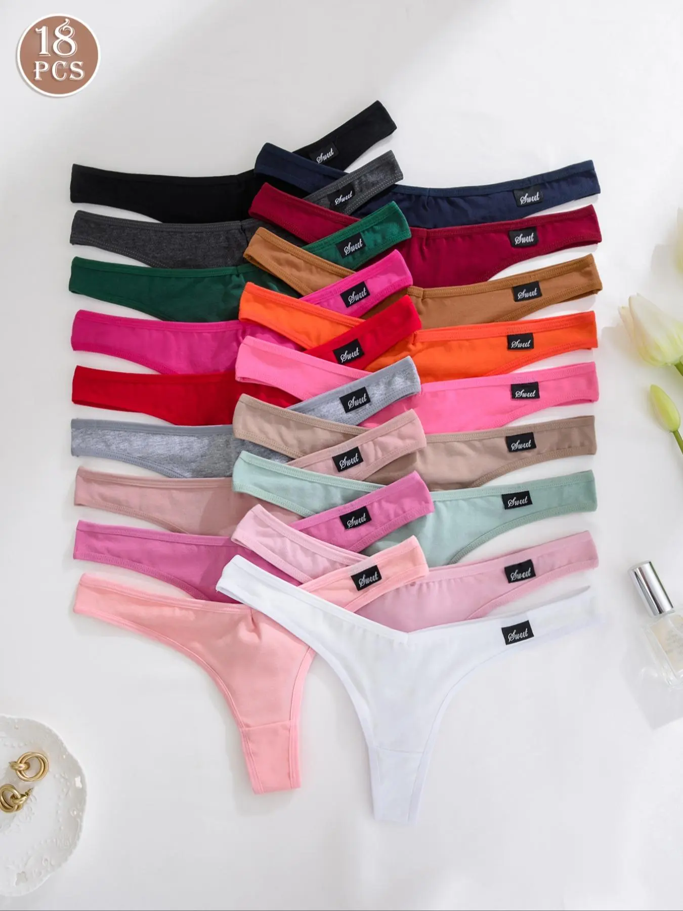 Women's Solid Color Thong, Soft Breathable Comfortable Panty for Daily Wear, Women's Underwear for All Seasons