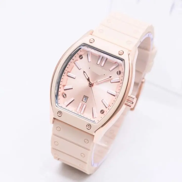 ( BISA COD ) JAM TANGAN WANITA RUBBER 2944 BODY OVAL TALI KARET TANGGAL AKTIF INCLUDE BOX || JAM TANGAN FASHION CEWEK MURAH FOS FS
