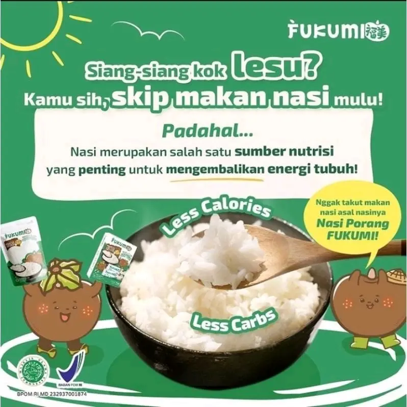 Fukumi Beras Porang Box 280gr (7 Sachet x 40gr) Shirataki Konjac Rice 1