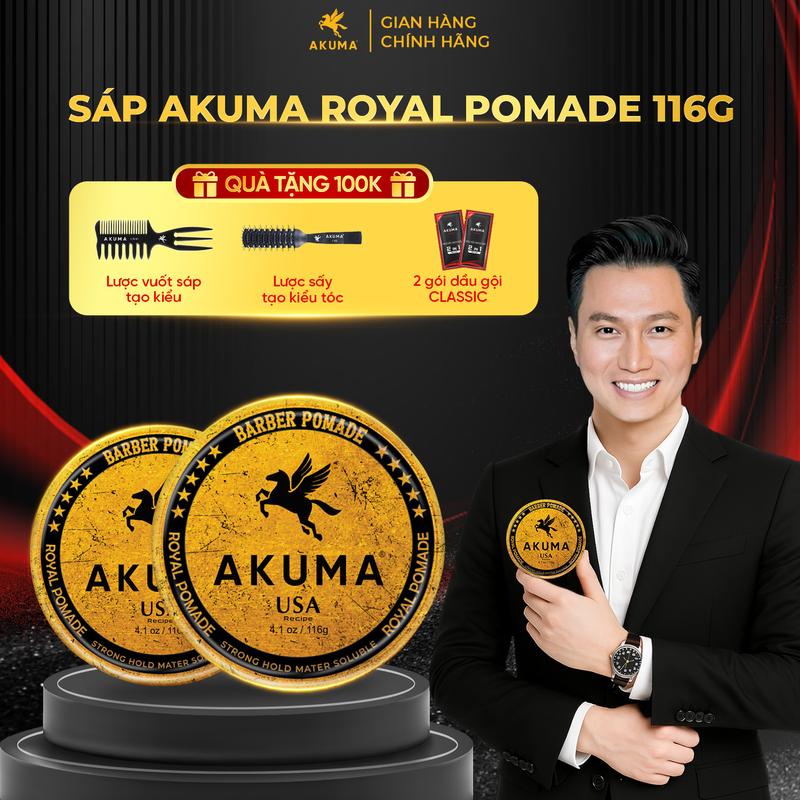 Sáp vuốt tóc AKUMA ROYAL POMADE 116g & 56g hương thơm nam tính lịch lãm, giữ nếp lên đến 12h phù hợp mọi chất tóc  Dưỡng Tóc Chăm Sóc Tóc. Gel Pomade