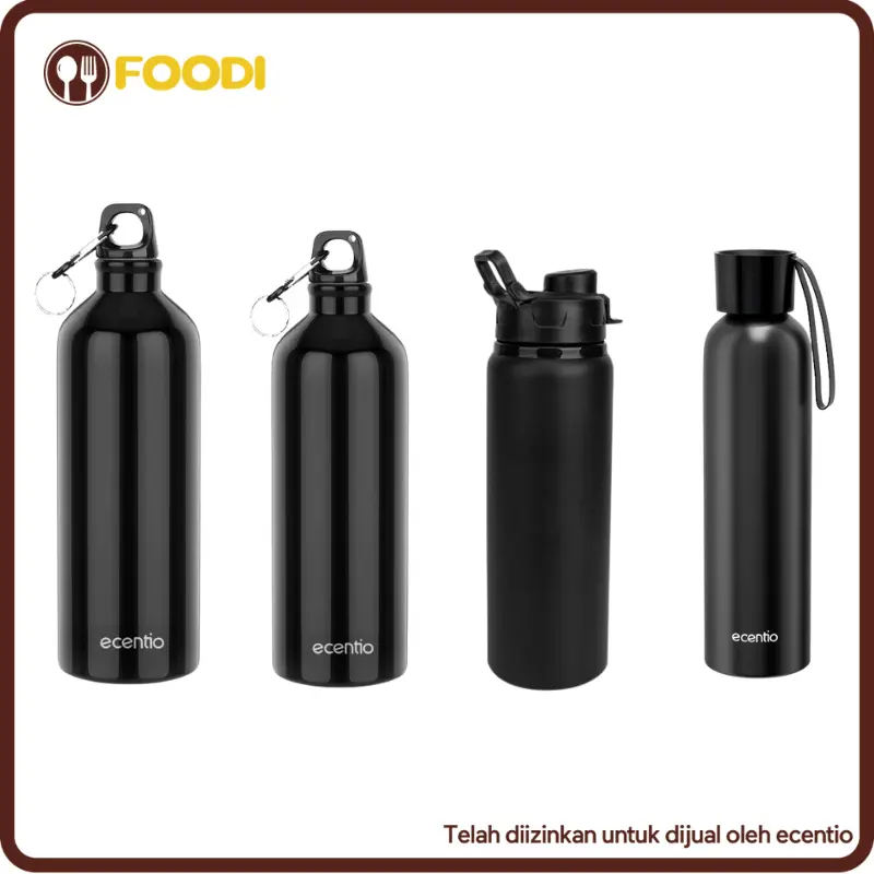 ecentio & FOODI botol air minum/Botol Air bicycle botol minum 615ml/750ml/1000ml Tumbler Sports Botol minum Aluminium/Sport Anti Bocor Botol 0