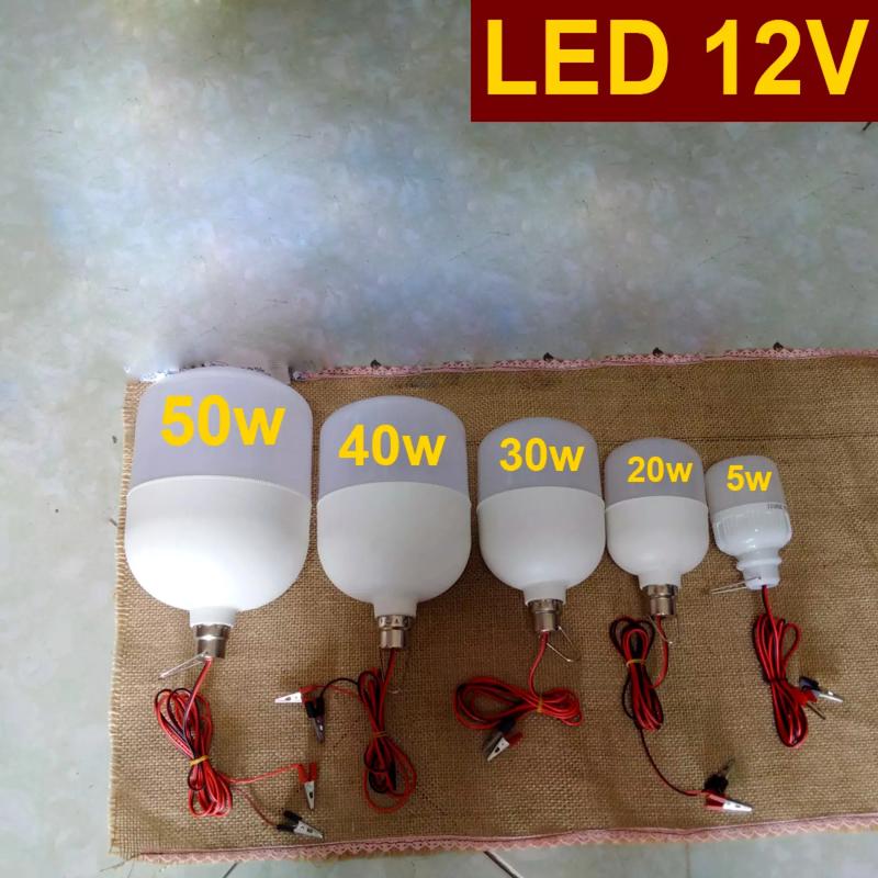 Bóng đèn LED 12v kẹp bình ắc quy 5W 20W ,30W ,40w ,50w Loại Tốt BH 12 Tháng