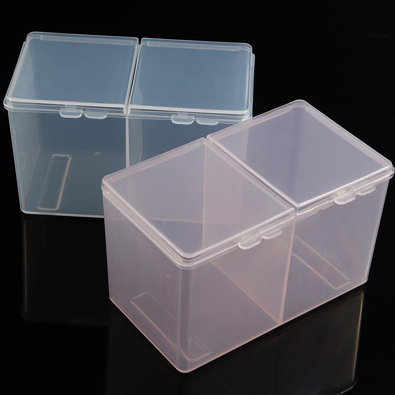 Product Introduction of 1Pc Nail Towel Storage Box Cotton Pad Independent Double Grid Nail Wash Towel Storage Box With Dust Proof Cover Nail Accessories 17