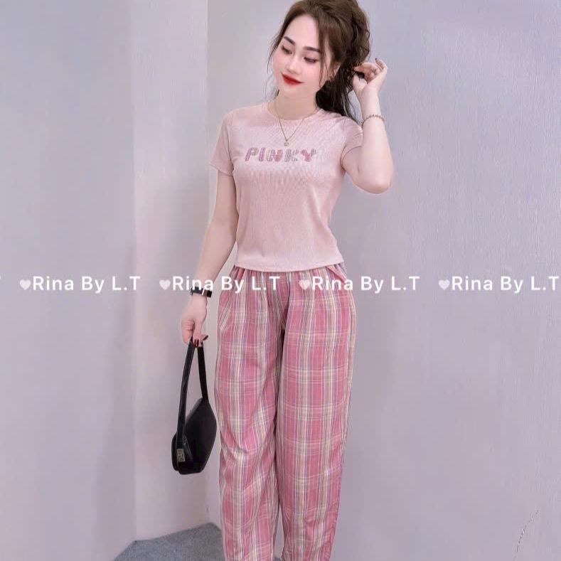 Bộ Đồ Mặc Nhà Quần Kẻ Áo Chất Tăm Đẹp ( kèm ảnh thật ) 1