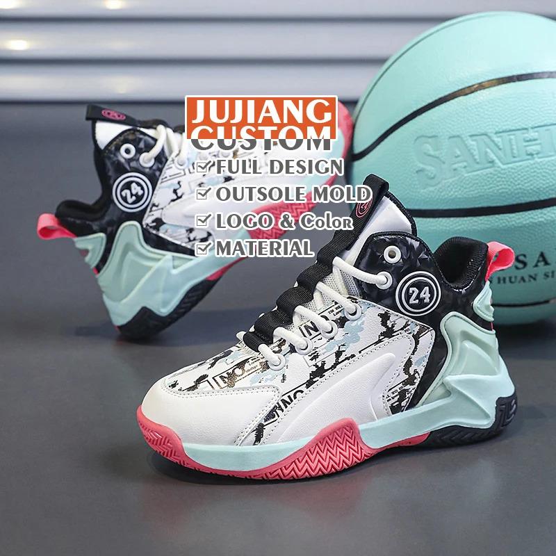 Gym Breathable Boys School Shoes Kid Children Outdoor White Casual Sneakers basketball Trainer custom shoes manufacturers_voghion.com