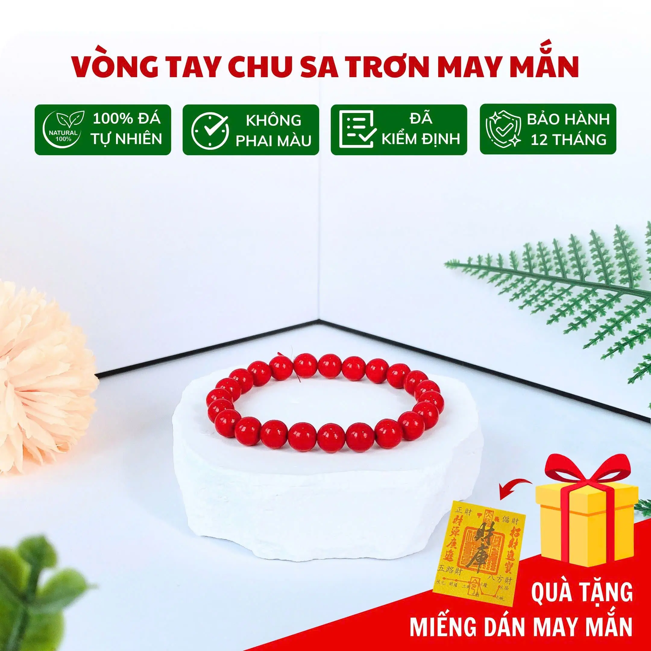 Vòng Chu Sa trơn May Mắn - Tài Lộc - Bình An Phụ Kiện Nữ