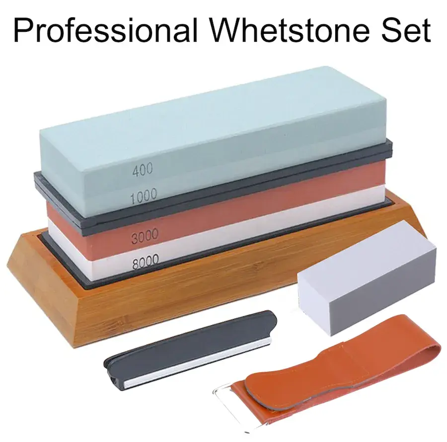 Japanese Whetstone Set 400/1000 & 3000/8000 Grit Sharpening Water Stone With Silicone Base Batu Asah Jepun Professional Batu Pengasah Jepun Pengasah Pisau Set Batu Asah