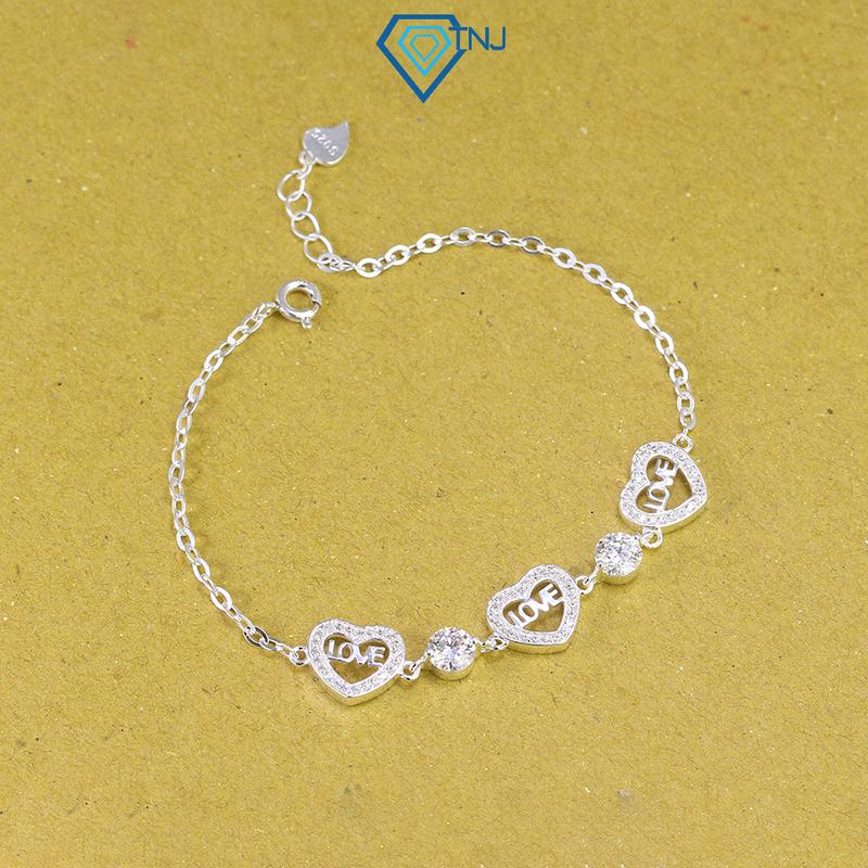  Lắc tay bạc nữ hình trái tim chữ Love gắn kim cương nhân tạo Moissanite 5mm - Kiểm định GRA LTNM0009 