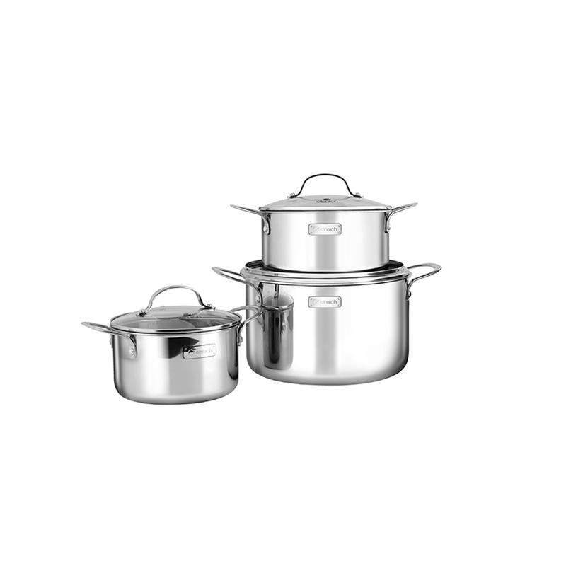 [ Daily ] Bộ nồi inox 3 lớp đáy liền nguyên khối Elmich 2103OL size 18,20,26cm