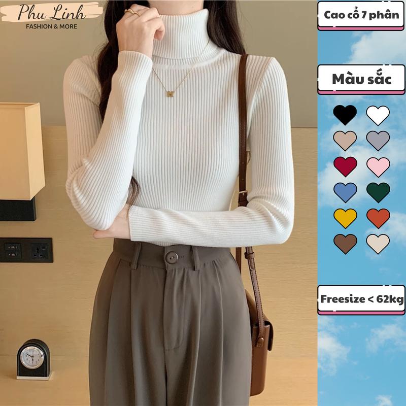 MS005 Áo len tăm cao cổ lọ 7p (hàng Quảng Châu) mềm mịn ấm áp Top Nữ Women