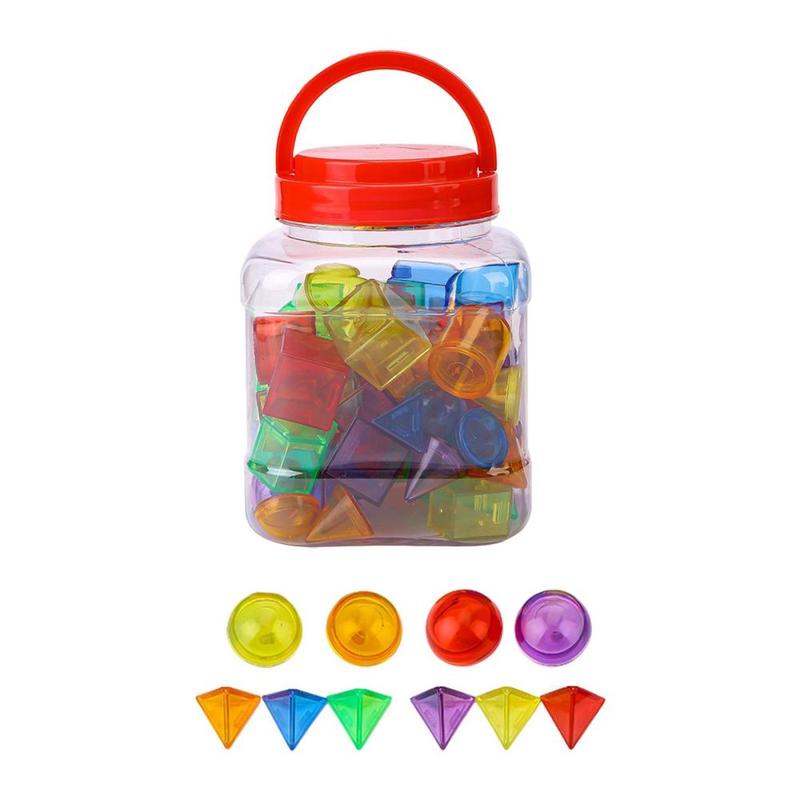 60x Geometric Solids Learning Toy Math Manipulatives for Teaching ...
