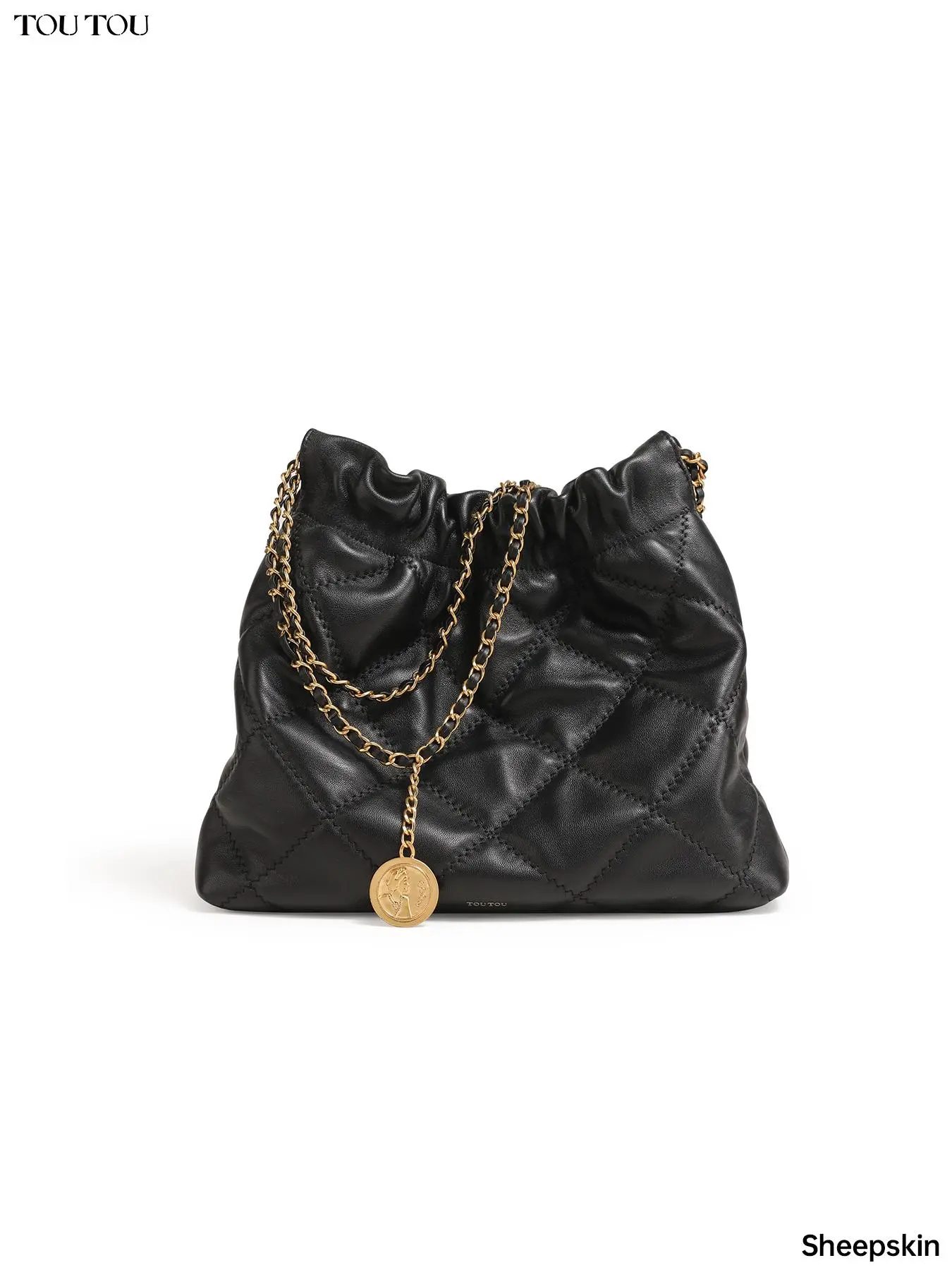 Women's Solid Color Quilted Shoulder Bag, Fashionable Large Capacity Bucket Bag for Daily Used, Casual Trendy Versatile All-match Commuting Bag