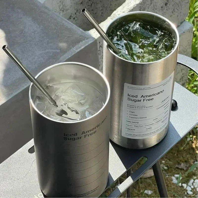 Ly Giữ Nhiệt Iced Americano Inox 304 Đúc Liền Khối Cao Cấp Có Nắp Đậy Tặng Kèm Ống Hút Hàng Loại 1 dung tích 600ml 2