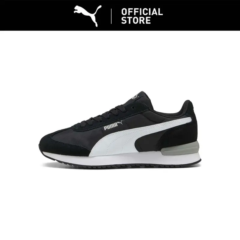 PUMA Sepatu Sneaker Wanita R78 Wind MU Unisex Black-White-Flat Light Gray 