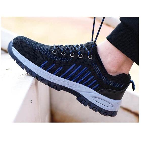 Giày Bảo Hộ Lao Động Nam GB03 Siêu Bền Kiểu Dáng Thể Thao Mũi và Đế Lót Sắt Làm Việc An Toàn Giầy Bảo Hộ Phong Cách Thể Shoes Cao Su