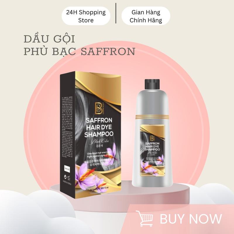 Dầu Gội Phủ Bạc Hữu Cơ Tinh Chất Nhụy Hoa Nghệ Tây Saffron Korea Dung Tích 500ML Đổi Màu Tóc Nhuộm Tóc Dưỡng Tóc