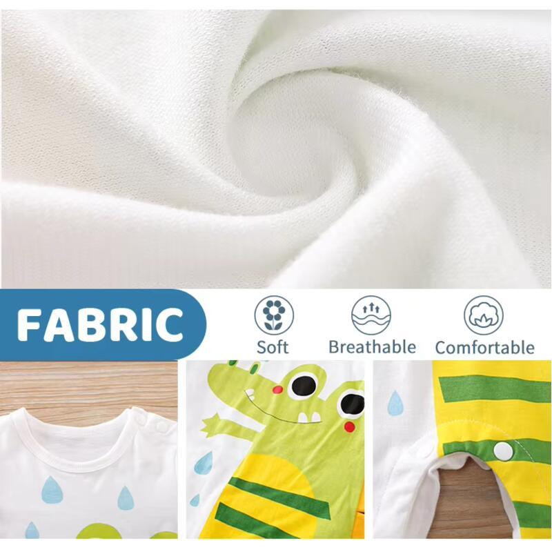 Product Introduction of Summer Boys And Girls Cute Cartoon Crocodile 3d Printed Cotton Comfortable Casual Short Sleeve Baby Bodysuit 2