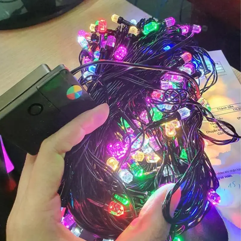 Dây Đèn LED 50m kim cương 300 Mắt Led trang trí noel, tết , trang trí cây đào cây quất 1