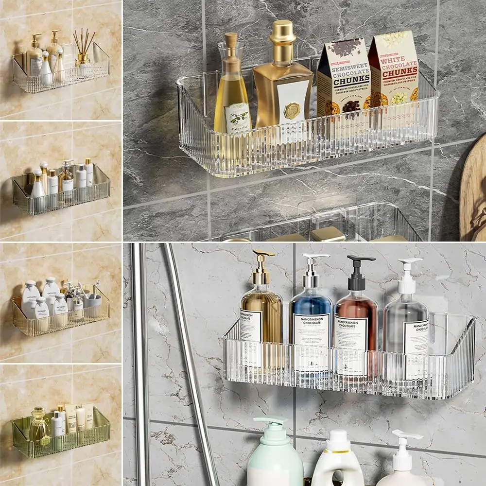 Kệ Phòng Tắm Treo Tường, Phụ Kiện Nhà Vệ Sinh Mới, Không Cần Đục Lỗ, Kệ Sắp Xếp, Chất Liệu Nhựa, Giá Đựng Đồ Nhà Bếp Góc, 1 Cái