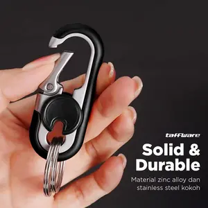 NL Gantungan Kunci Carabiner Keychain Clip Stainless Steel Black Red Blue Orange Praktis Mudah Simple Cantolan Kaitan Berkualitas Kokoh Tahan Lama - A3746