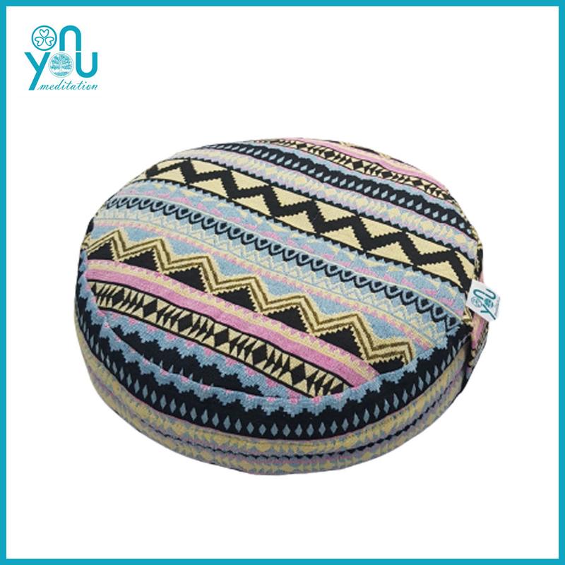 [Dụng cụ ngồi thiền] Bồ Đoàn tròn vỏ đậu xanh (Đệm Thiền) - Họa tiết Thổ Cẩm, Đường kính 30cm cao 9cm - OnYou Meditation